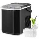 Countertop Ice Maker with Self-Cleaning, 9 Ice Cubes Ready in 6-13 Mins, 26.5Lbs/24H, 2 Sizes of Bullet Ice, Portable Ice Machine with Handle, Ice Scoop and Basket for Home Office (Black)