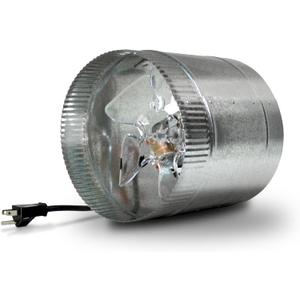 Suncourt 8-Inch Inline Booster Duct Fan Quiet Single-Speed Inductor Inline Fan with 6-Foot Power Cord, MET Listed, and Simple Installation (DB208C)