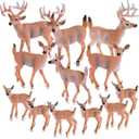 12 Pieces Deer Figurines Toy Realistic Deer Family Figurines Forest Animals Figures Miniature Woodland Creatures Miniature Cake Toppers for Christmas Birthday Party Bridal Shower