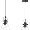 LWWHQ Black Pendant Lights Kitchen Island 2 Pack, Farmhouse Pendant Light, Industrial Clear Glass Pendant Light, 6.5 inches Kitchen Pendant Lighting Over Island Sink Dining Room