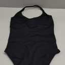 OQQ Women Halter Neck Bodysuit Sleeveles Shapewear One Piece Leotard Shirt Going Out Top (Small, Black)