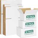 Eupako 30 Pack Small Shipping Boxes Assorted Sizes, 8x6x4 & 9x6x4 & 10x7x5 10 PCS Each Small Boxes, White Corrugated Box Mailers, Cardboard Boxes for Packaging Small Business, Mailing
