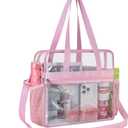 Oraben Clear Tote Bag Clear Bag Stadium Approved 12x6x12 Stadium Bag for Work, Sports Games,Gym (Pink)