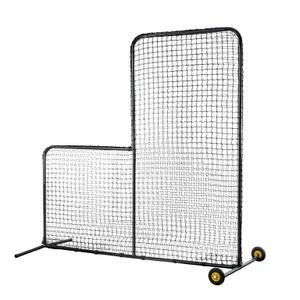 Baseball Softball L Screen - 7x7ft Pitching Net, Portable Batting Cage Protector with Wheels & Carry Bag, Heavy Duty Safety Screen for Pitcher Protection, Training