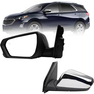 Dasbecan Driver Side Mirror Compatible With 2018-2023 Chevy Equinox with Power Heated Glass/Memory/Blind Spot Light/Turn Signal/Manual Folding Replace# GM1320618 Chrome Cap (12pin)
