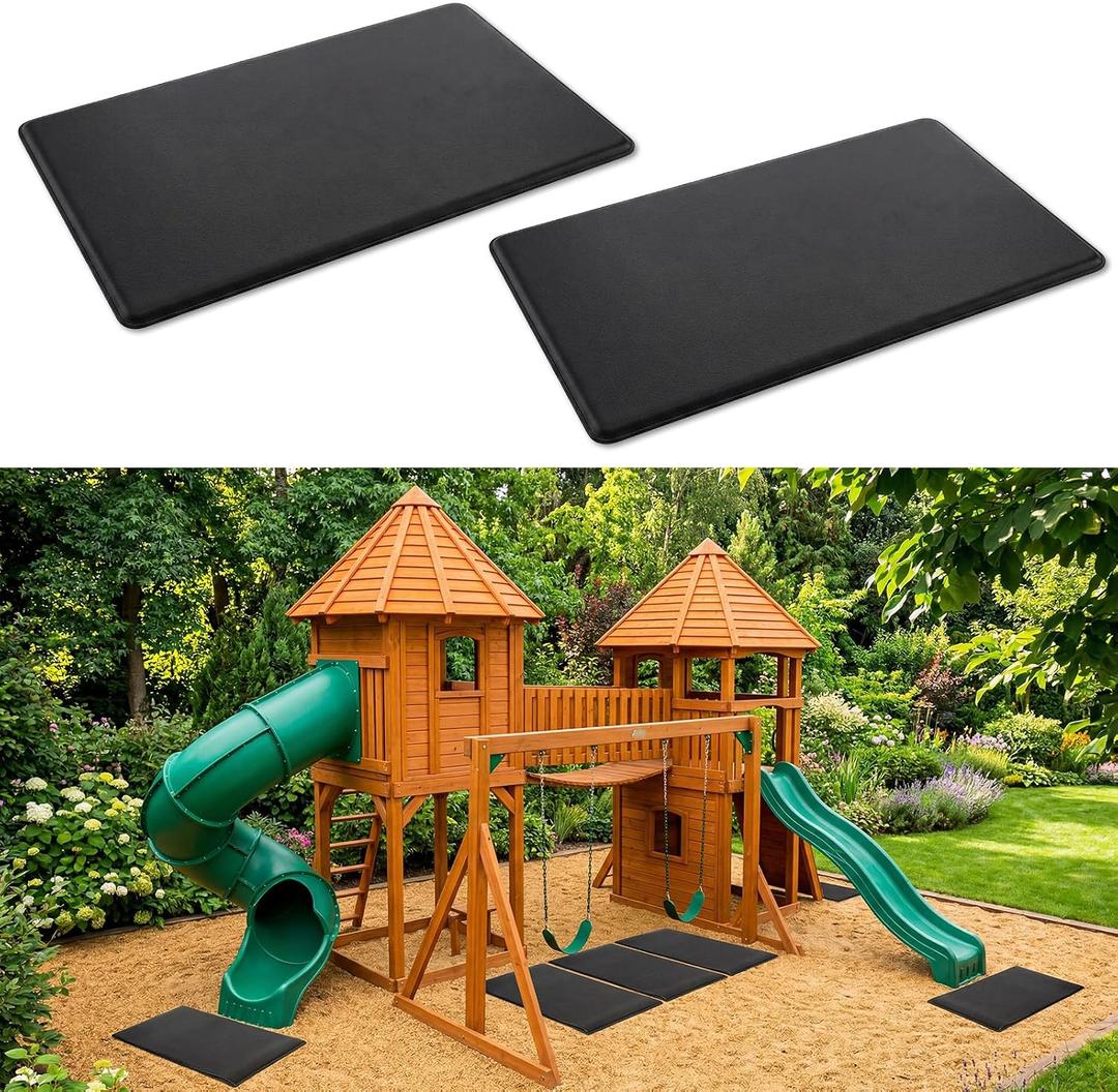 2 Pack Outdoor Playground Safety Mats, Black, 39" L x 20" W
