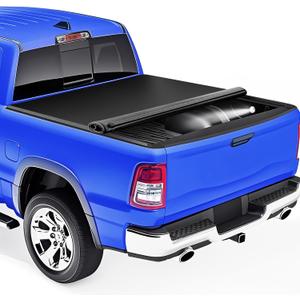 Soft Roll Up Tonneau Cover Compatible with 2002-2018 Dodge Ram 1500, 2019-2024 Ram 1500 Classic, 2003-2025 Ram 2500/3500, 6.4FT(75.9"-78"), Truck Bed Cover with Dual-Coated Vinyl, Without Rambox