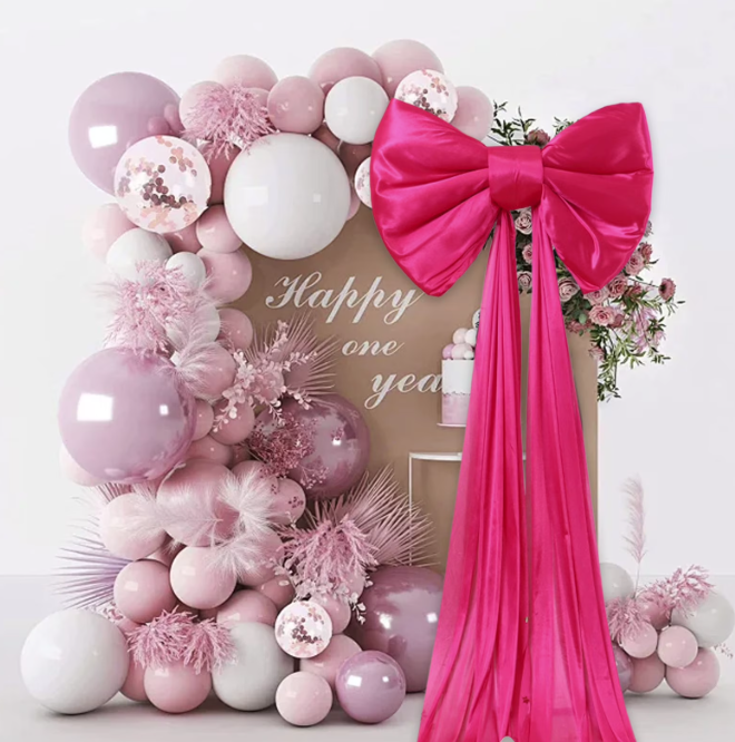 Hot Pink Bow Birthday Decorations Coquette Party Backdrop Big Bow Themed Room Large Bows Wall Decor for Birthday Party Backdrop Wall Decor(Hot Pink,19.69x14.96in)