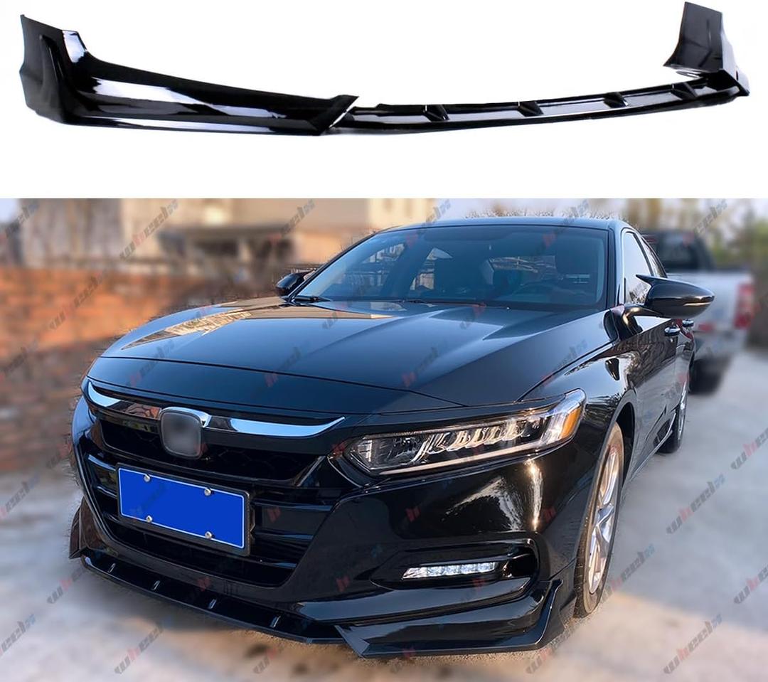 Front Bumper Lip Compatible with 2018-2020 Honda Accord, ACR JDM Style 5Pcs Air Dam Spoiler Splitter Fit for EX EX-L LX SE Sport Touring Hybrid, Protection Body Kit (Glossy Black)