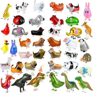 HyDren 40 Pcs Walking Animal Balloons Dog Dinosaur Cow Balloons Farm Animal Theme Birthday Party Decor Funny Gift for Kids' Party Supplies