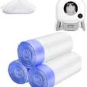 60 Count Cat Litter Box Liners, Heavy Duty for Self Cleaning Litter Box1113 (blue-white1.1)