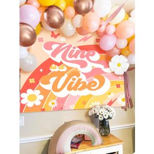 78 PCS Nine is Vibe Party Decoration Backdrop Nine is Vibe Birthday Decoration Nine is Vibe Balloons Daisy Groovy Hippie Boho Party Favors