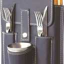 Portable Camping Dish Set - Mess Kit for 2 - All-Black Design, Essential Camping Plates and Utensils for Picnic