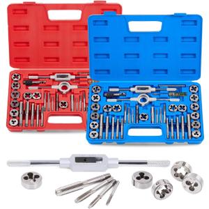 Orion Motor Tech 80pc Tap and Die Set in SAE and Metric Sizes, Metric and Standard Tap Set and Die Tool Set for Internal and External Threading