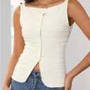 MakeMeChic Womens Vest Top Trendy Button Up Tank Tops Asymmetrical Y2k Going Out Top (White, XS)