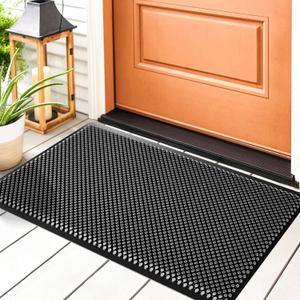 Fowooyeen Outdoor Door Mat, 30'' x 17'' Silicone Scraper, Non-Slip Washable Weatherproof Entrance Mat, Low-Profile Shoe Cleaner for Indoor or Outdoor Use, Black