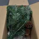 Outdoor Christmas Tree Frosted Urn Filler, Pre-lit Artificial Xmas Tree with LED Lights, 18 Inch Small Christmas Tree with Cones & Red Berries (1ft 6in, Green & Warm Light)