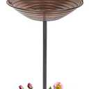 dreamysoul Metal Bird Baths Outside with Planter Base, Outdoor Tall Birdbath and Feeder for Garden Yard Lawn