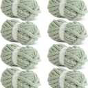 HOMBYS Sage Green Chunky Chenille Yarn for Crocheting, Bulky Thick Fluffy Yarn for Knitting,Super Bulky Chunky Yarn for Hand Knitting Blanket, Soft Plush Yarn, 8 Jumbo Pack (27 yds,8 oz Each Skein) (8 Pack)
