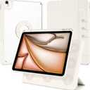 Case for iPad Air 11 Inch M4/M3/M2 2026/2025/2024, iPad Air 10.9" 5th/4th Gen. 2022/2020, iPad Pro 11" 4th/3rd/2nd 2022/2021/2020 with Pencil Holder, Vertical Stand, Detachable Magnetic, White