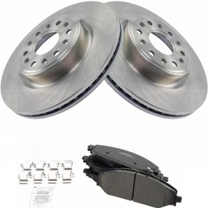 TRQ Front Brake Pad & Rotor Kit Brake Pads Brake Rotor Ceramic Compatible with 2019-2021 Ram 1500