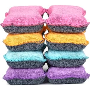 UPSTAR Dish Sponges Kitchen, Microfiber Cleaning Scrubber for Dishwashing, Sink, Basin and Multi-Pupose, Size L, Pack of 8