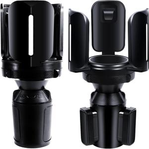 2PC Car Cup Holder Expander with Adjustable Holder and Base, Compatible with Yeti Rambler, Hydro Flask, Nalgene, Stanley 10 to 64oz, Hold 2.9" to 5.5 Large Bottle Mugs Food Drink, Universal Fit Car Cup Holder
