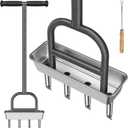 Dolibest Lawn Coring Aerator, Manual Grass Aerating Tool with Stainless Steel Soil Core Storage Tray, 4 Stainless Steel Corer Plug Aerator Tool, Garden Tool & Clean Hand Tool, Improve Lawn Health