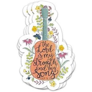 3PCs The Lord is My Strength and My Song Sticker Christian Bible Verse Sticker Faith Religious Scripture Waterproof Vinyl Stickers for Laptop Water Bottle Journal Decals Gifts for Women Men 3"x1.8"( 2 Pack )