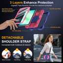 Case for Samsung Galaxy Tab A11+/A9+ Plus 11 Inch 2026/2024, Auorld Rugged Case for Samsung Galaxy A9+/A11+ Tablet with Screen Protector 360 Rotating Stand Shoulder Strap Pen Holder, Navy Pink