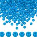 HARFINGTON 1000Pcs Blue Pony Beads 6x9mm Acrylic Bulk Plastic Barrel Bead for Necklace Key Chain Jewelry Making Earring Hair Braiding