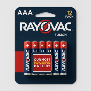 Rayovac Fusion AA Batteries, Premium Alkaline Triple A Batteries (12 Battery Count) Red, Silver