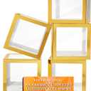 Ledido Gold Transparent Balloon Boxes With 78 Letters, Baby Boxes with Letters for Baby Shower Clear Letter Boxes for Party Graduation Wedding Birthday Baby Shower Decorations 5 PCS