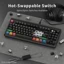 OHY XVX Wired 75% Retro Gaming Keyboard with 2 HUB Ports, M87 Pro Mechanical Keyboard with Customizable Switches, Compact Gamer RGB- Classic Black