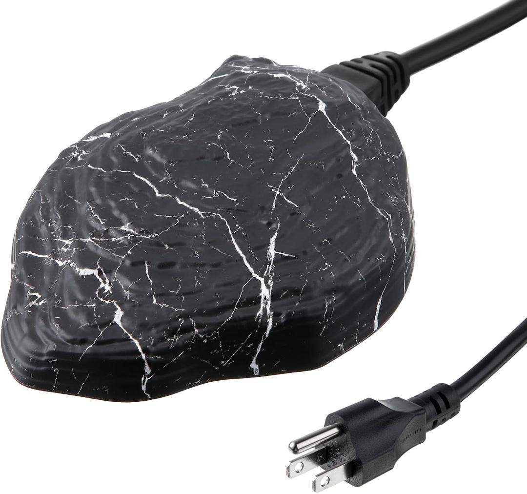 Saillong Bird Bath Deicer Heated Rock, 80W Submersible Utility Decorative De Icer, Thermostatic Controlled Winter Water Heater with Aluminum Base for Outdoor Bird, Chicken, Duck (1 Pack,Black)