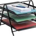 Mind Reader 3-Tier Paper Tray, Desktop Organizer, File Storage, Office, Metal Mesh, 11.75"L x 13.75"W x 10"H, Black (Black)