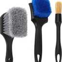 Wheel Rim Tire & Carpet Cleaning Brush Set, Soft & Stiff Bristle Wash Cleaning Supplies Kit for Car All Exterior Surface and Car Interior Cleaning Brush for Car Truck SUV RV Motorcycle (Blue)