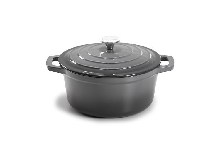 Casserole Cast Iron Casserole Dish, Enameled Cast Iron Matt Oven Pan with Lid, Oven for Preparing Low and Slow Cooking Meals Cast Iron Casserole (Gray) Сast Iron Cauldron, 7Qt, Gloss Gray
