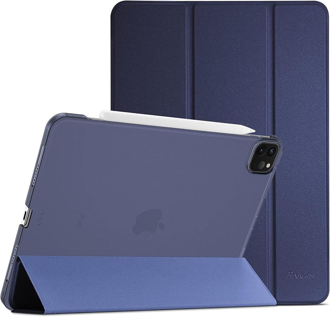 ProCase for iPad Pro 11 Inch Case 2022/2021/2020/2018(4th/3rd/2nd/1st Generation), iPad Pro 11" Slim Stand Hard Back Cover Shell Smart Folio Compatible with Pencil/Support Auto Wake/Sleep -Navy