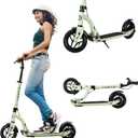 Aero Big Wheels Kick Scooter for Kids 6+, Teens & Adults | Light Up Wheels, Hand Brake, Rubber Deck Mat & Shock Absorption | Foldable & Height Adjustable