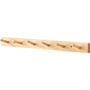 Wall Mounted Coat Rack 24 inches, Hickory Wood Wall Coat Hooks with 6 Hooks, Wooden Coat Hanger for Hanging Clothes Robes Towels Hats, Natural