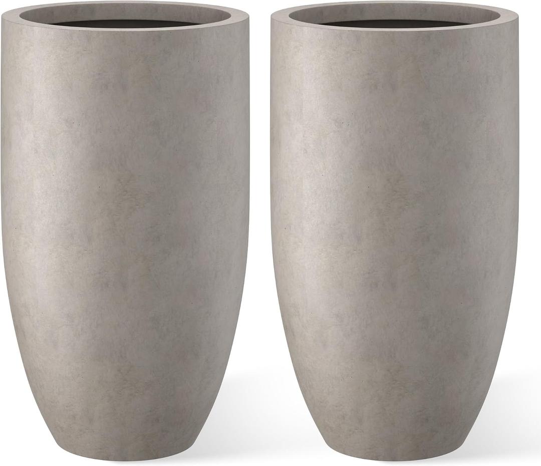 Kante Set of 2 Weathered Concrete Round Planters 24" Tall Home & Outdoor