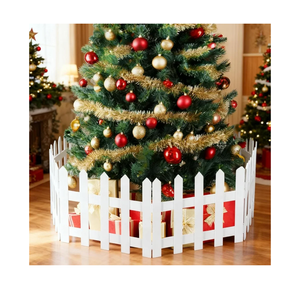 18pcs Christmas Tree Gate, 15.7 Inches Tall Christmas Tree Picket Fence for Dogs, Round Toddler Baby Proof White Gate Around Xmas Tree, Thick Plastic Reja para Arbol de Navidad Pet Cat Protector