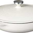 Lodge 3.6 Quart Enameled Cast Iron Oval Casserole With Lid Dual Handles  Oven Safe up to 500 F or on Stovetop - Use to Marinate, Cook, Bake, Refrigerate and Serve  Oyster White