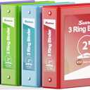 SUNEE Binders 2 Inch 3 Ring 4 Pack, 2" Classic 4-Color Binder Set (8.5x11 Inches) for Office, School or Home Supplies