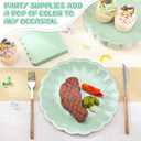 Newtay 100 Pcs Scalloped Paper Plates and Napkins Set Include 50 Pcs 9.5 Inch Large Scalloped Plates 50 Disposable Napkins 5 x 5 Inch for Birthday Dinner Wedding Picnic Party Supplies (Sage Green)