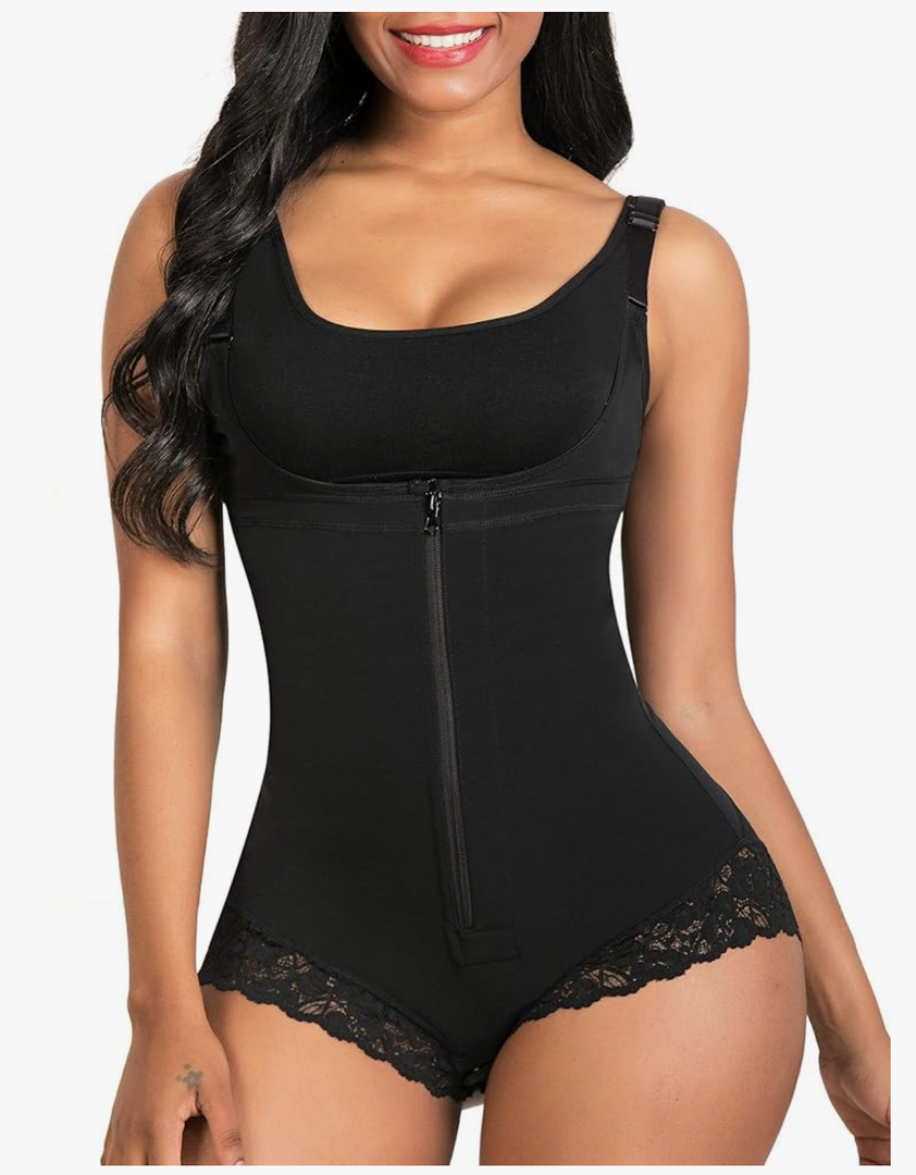 SHAPERX Women's Fajas Colombianas Shapewear Postpartum Tummy Control Body Shaper Butt Lifter Bodysuit, M