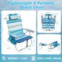 2 Pack Backpack Beach Chair for Adults Green Stripe