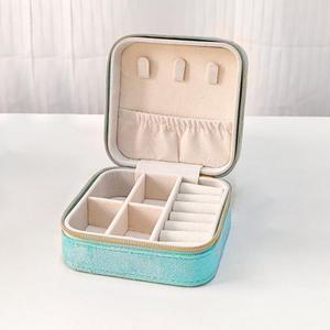 Plush Velvet Jewelry Box Small Jewelry Travel Organizer Display Rings Necklace Bracelet Earrings Storage Case for Women