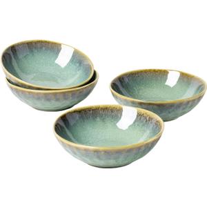 Henten Home Ceramic Soup Bowl Set, 25 oz Cereal Bowls Set of 4, Porcelain Salad Bowls Set, Stoneware Serving Bowls for Kitchen, Microwave& Dishwasher Safe, Reactive Glaze (Green)